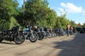 Moscow, Russia - August 29, 2020: Harley Davidson sportster motorcycles on a parking. Moto festival Royalty Free Stock Photo