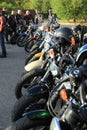 Moscow, Russia - August 29, 2020: Harley Davidson sportster motorcycles on a parking. Moto festival Royalty Free Stock Photo