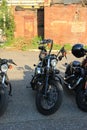 Moscow, Russia - August 29, 2020: Harley Davidson sportster motorcycles on a parking. Moto festival Royalty Free Stock Photo