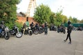 Moscow, Russia - August 29, 2020: Harley Davidson sportster motorcycles on a parking. Moto festival Royalty Free Stock Photo