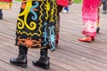 Moscow, Russia - August 02, 2019: Indonesian women wearing traditional clothes dancing together during national asian festival Royalty Free Stock Photo