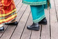 Moscow, Russia - August 02, 2019: Indonesian women wearing traditional clothes dancing together during national asian festival Royalty Free Stock Photo