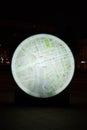 Moscow Russia - August 2018. Map of the capital in the form of a gray glass globe. The Globe of Moscow.