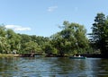 People go boating in the natural-historical park `Kuzminki-Lublino`. Royalty Free Stock Photo