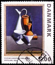 Postage stamp printed in Denmark shows `Assemblage` by Vilhelm Lundstrom, Paintings 1993 serie, circa 1983 Royalty Free Stock Photo