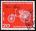 First motor car by Carl Benz (1844-1929), signature, 75 years motorization of transport serie, circa 1961