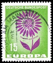 Postage stamp printed in Germany shows Flower, Europa (C.E.P.T.) 1964 serie, circa 1964 Royalty Free Stock Photo