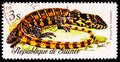 Postage stamp printed in Guinea shows Nile Monitor Varanus niloticus, Reptiles serie, circa 1977