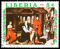 Postage stamp printed in Liberia shows Memling, Christmas 1970 serie, circa 1970