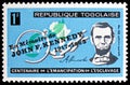 Postage stamp printed in Togo shows Abraham Lincoln, In Memory of J. F. Kennedy serie, circa 1964