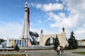 MOSCOW, RUSSIA - AUGUST 10 2014: Russian spaceship Vostok 1, monument of the first soviet rocket at VDNH. astronautics