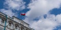 Moscow / Russia - August 11, 2020: state flag on the building of the Embassy of the Republic of Belarus. Maroseyka street