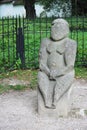stone sculpture Polovtsian baba 12th century in Kolomenskaya Park, Moscow