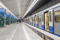 Subway train on the station Ozernaya in Moscow