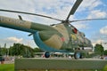 Moscow, Russia - august 12, 2019: Transport and landing helicopter Mi-8 at VDNKh in Moscow