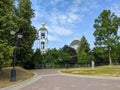 Moscow, Russia - August 30, 2022: Tsaritsyno Museum-Reserve. View of the dome and tower with bells Church of the Icon of the