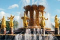 Moscow, Russia - August 13, 2018: VDNH fountain of friendship of nations