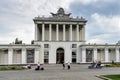 MOSCOW, RUSSIA - AUGUST 10 2014: White beautiful Optic Soviet pavilion 64 at the Moscow park