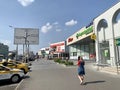 Moscow, Russia, August, 18, 2021. Woman walking along a Marxist street in Moscow in summer in clear weather