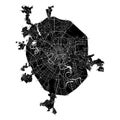Moscow, Russia, Black and White high resolution vector map Royalty Free Stock Photo