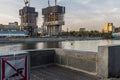 Moscow City at sunset, embankment view. Modern architecture of Moscow. Travel around Russia.