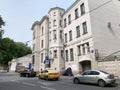 Moscow, Russia, July, 16, 2019. Cars are parked near mansion of 1913 year built, architect M. M. Cherkasov. Moscow, Gorokhovsky