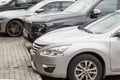 Moscow, Russia, 07/18/2020: cars in the parking lot. Close-up Royalty Free Stock Photo