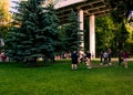 Moscow, Russia-06 01 2019: cheerleaders training in the park on the grass