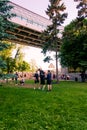 Moscow, Russia-06 01 2019: cheerleaders training in the park on the grass