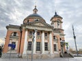 Moscow, Russia, November, 13, 2019.Church of the great Martyr Varvara in autumn on a cloudy day. Varvarka Street. Moscow Royalty Free Stock Photo