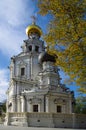 Moscow, Russia - October, 2020: Church of the Holy Trinity in Troitsa-Lykovo