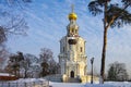 Moscow, Russia - Yanuary, 2021: Church of the Holy Trinity in Troitsa-Lykovo