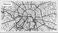 Moscow Russia City Map in Black and White Color. Royalty Free Stock Photo