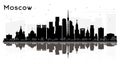 Moscow Russia City Skyline Silhouette with Black Buildings Isolated on White Royalty Free Stock Photo