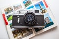 Vintage photo camera on the white background. Retro photo camera close up. Royalty Free Stock Photo