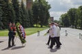 MOSCOW / RUSSIA -01-07-2021: Day of Sea and River Fleet Workers. Ceremony in memory of seamen at the Tomb of the Unknown Soldier i