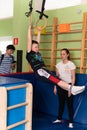 MOSCOW, RUSSIA-DEC 18, 2022: healthy gymnast sportsman exercise isolated health male athlete young activity training boy