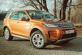 Moscow, Russia - December 20, 2019:All new Land Rover Discovery Sport 2020 is parked on the waterfront. Exterior of premium Royalty Free Stock Photo