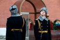 Hourly change of the Presidential guard of Russia at the Tomb of Unknown soldier and Eternal flame in Alexander garden near Kremli