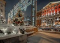 House of the Governor-General the building of the Mayor of Moscow at night in Christmas decoration