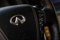 MOSCOW, RUSSIA - DECEMBER 11, 2021 Infiniti QX80 QX56 Cruise control switch closeup.