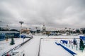 MOSCOW, RUSSIA - DECEMBER 25, 2016: The main pavilion VDNH and Fountain Friendship of the people in Moscow Royalty Free Stock Photo