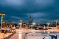 MOSCOW, RUSSIA - DECEMBER 25, 2016: The main pavilion VDNH and Fountain Friendship of the people in Moscow Royalty Free Stock Photo