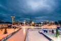 MOSCOW, RUSSIA - DECEMBER 25, 2016: The main pavilion VDNH and Fountain Friendship of the people in Moscow Royalty Free Stock Photo