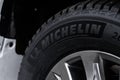 MOSCOW, RUSSIA - DECEMBER 11, 2021, Michelin Tires wheel close up view.