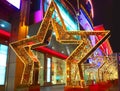 MOSCOW, RUSSIA - DECEMBER 2017: New Year 2018 and Christmas New Year`s decoration of a street in form of a tunnel of stars