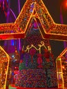 MOSCOW, RUSSIA - DECEMBER 2017: New Year 2018 and Christmas New Year`s decoration of a street in the form of a tunnel of stars