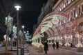 Novaya square street with beautiful colorful Christmas decorations at the evening