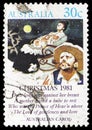Postage stamp printed in Australia shows `The Silver Stars are in the Sky`, Christmas 1981 serie, circa 1981