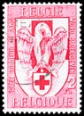 Postage stamp printed in Belgium shows Blood Transfusion - Belgian Red Cross, circa 1956 Royalty Free Stock Photo